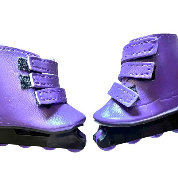 Doll’s purple Rollerblades & Visor Fits 18” Doll - Picture 2 of 4